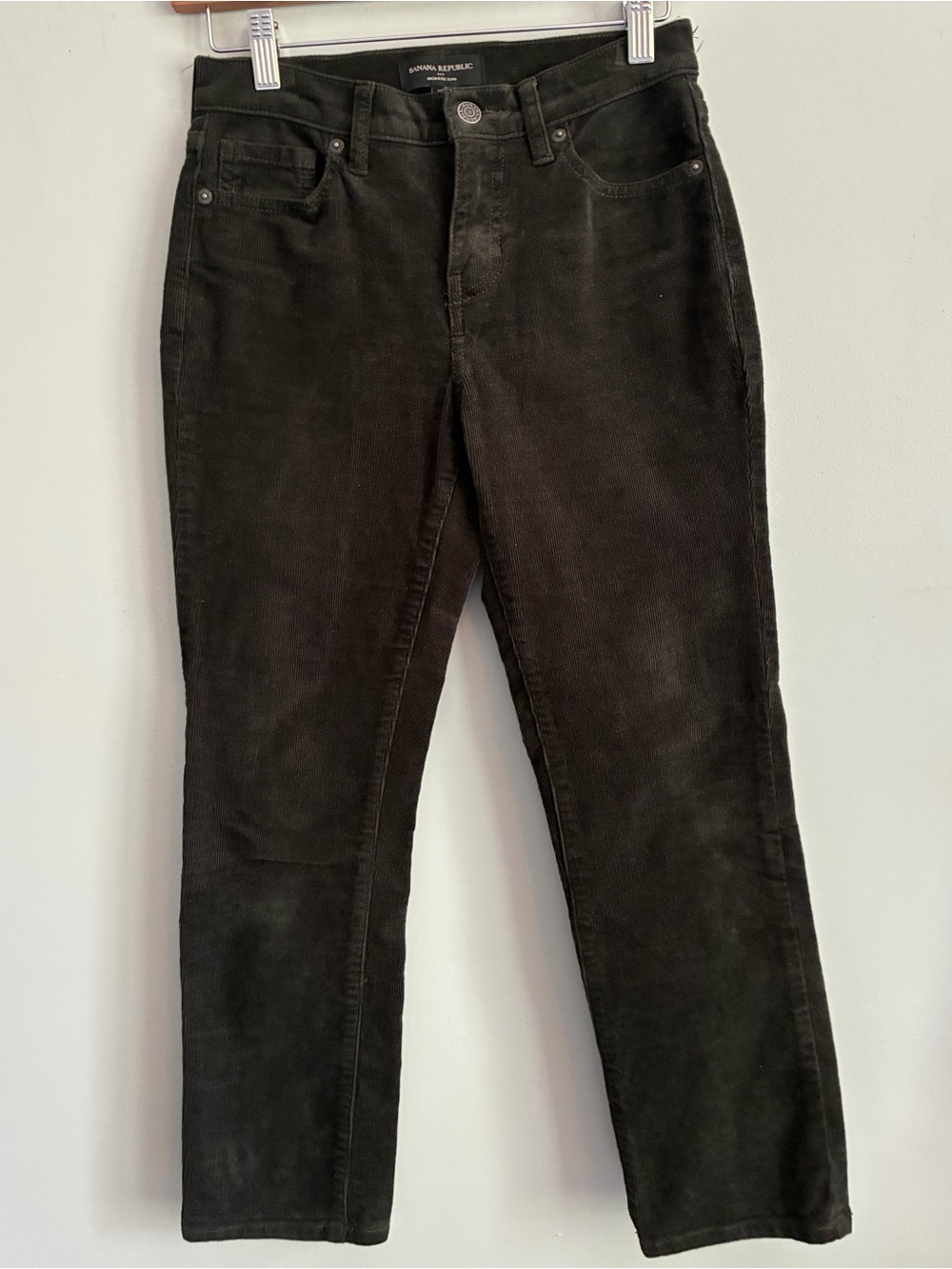 BANANA REPUBLIC Cropped Slim Straight Corduroy Dark Olive Size 00